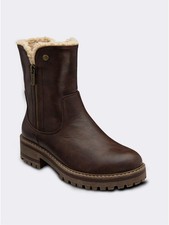 LOTUS- ANGELES | Womens/Ladies Side Zip Block Heel Warm Lined Ankle Boot Brown