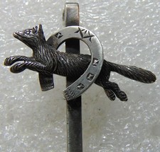 Sterling Silver Fox & Horse Shoe Good Luck Hunting Brooch / Cravat Tie Pin