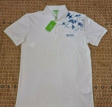 New Hugo Boss Mens White Athleisure Slim Fit Stretch Golf Pro Polo T-Shirt Large