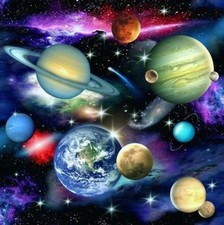 Fat Quarter Solar System Planets 100% Cotton Quilting Fabric