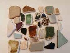 #4709. CHUNKY SEA POTTERY PIECES. VARIOUS SIZES AND COLOURS. ARTS AND CRAFTS. 