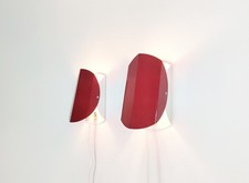 Pair of vintage red Swedish wall lamps, 1980s Swedish Scandinavian design