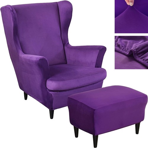 Stretch velvet wingback chair - stretch,