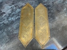 Antique Victorian Vintage Original Pair Brass Finger Push Door Plates Salvage