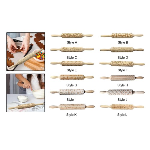 Wooden rolling pin embossing - rolling,