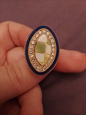 Marquise Cut Green Tiles Crystal Round cuts And Halo navy Blue Enamel Adjustable