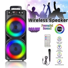 6500W Portable Bluetooth Speaker Sub Woofer Heavy Bass Sound System Party Mic UK