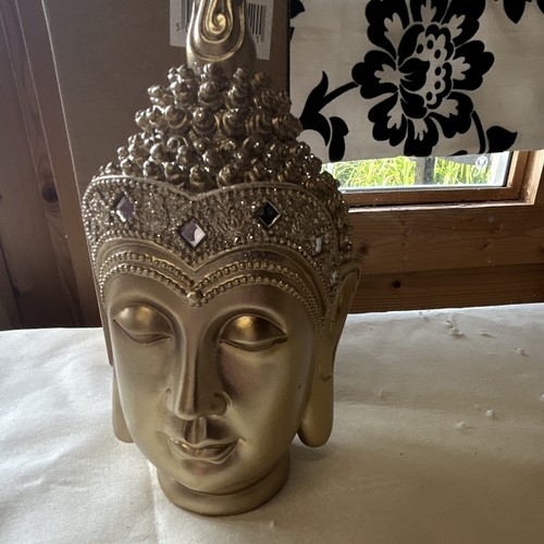 Metallic gold buddha head - metallic,