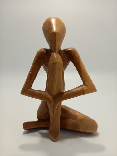 Carved wooden yoga meditating - wooden,