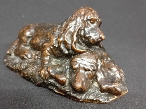 Vintage bronzed resin cocker - bronzed, 'cocker