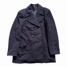 Laura Ashley Navy Wool Cashmere Size 14 Double Breasted Pea Coat Ladies