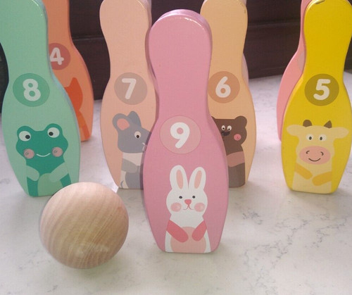 Kids wooden indoor bowling set - kids,