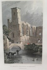 St Marys College St David's Pembrokeshire Print c1830 19th Century 