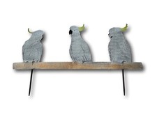 3 Yellow Crested White Cockatoos Fence, Ground & Wall Art Handmade Metal Art AUS