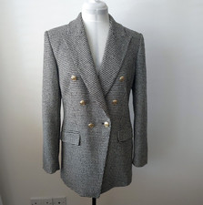 Zara Check Blazer Jacket Textured Houndstooth Size M Medium 10 12 