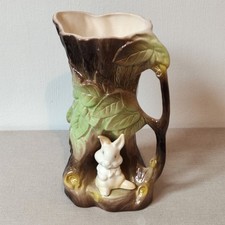 Withernsea Eastgate Pottery Rabbit in a Tree Trunk Vase 1960's