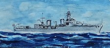 Maritime Watercolour of French Warship La Galissonnière – Framed Naval Painting