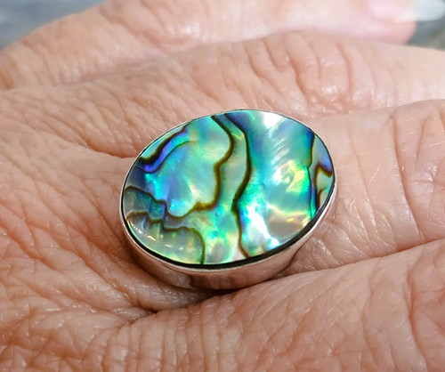 925 silver abalone - abalone, ring