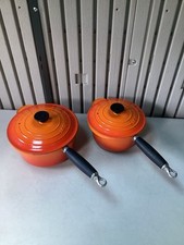 Le Creuset France Saucepans With Lids - Set Of 2 - 18cm&20cm - Volcanic Orange.