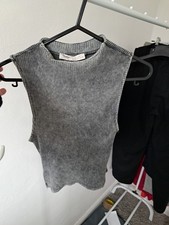 Grey Ribbed Top By Pull & Bear. Size XS. Measurements In Description