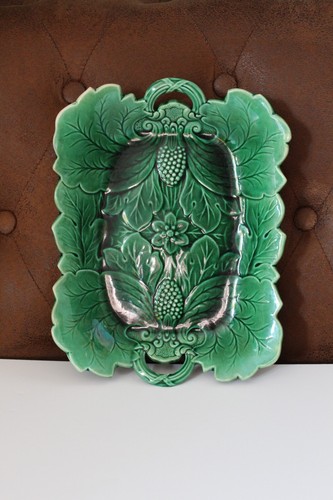Antique majolica green poppy - majolica, &