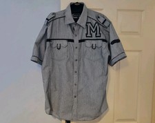 Knockout Jeans Mens Striped M Print Western Shirt Size XL Blue, White *READ DESC