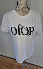 Dior round neck embroidered safety pin logo short sleeve t-shirt size L
