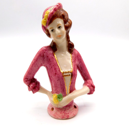 Porcelain half doll pincushion - doll,