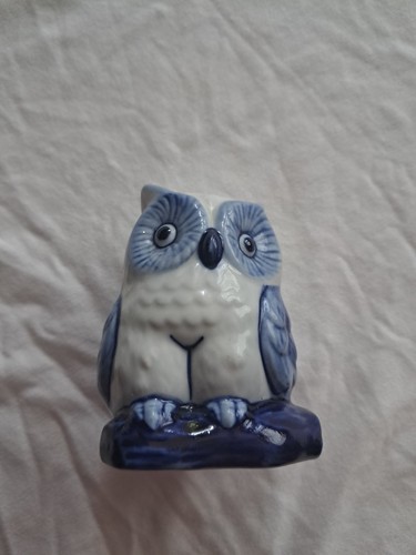 Delft style porcelain owl - porcelain,