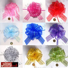 50MM LARGE ORGANZA RIBBON PULL BOWS VARIOUS COLOURS WEDDING/PARTY/GIFTWRAP 