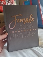 Book Shaped Secret Storage Keepsake Box Women Icons  Theme Design Cardboard 