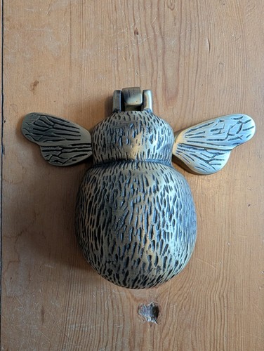 Brass bee door knocker - door,