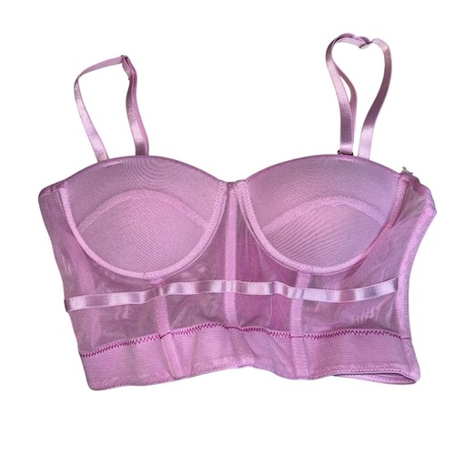 Pink mesh corset bustier - pink,