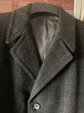 VINTAGE WOOL & MOHAIR CHECKED MEN’S OVERCOAT.. SIZE    LARGE 48”-50” CHEST