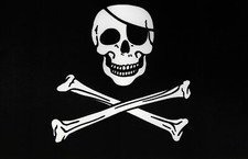 LARGE 5x3FT / HANDHELD JOLLY ROGER PIRATE FLAG Skull Crossbones Camping Boat Kid