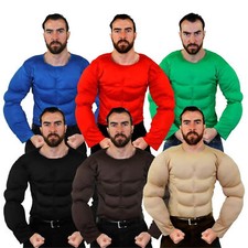 FAKE MUSCLE CHEST PADDED SHIRT TOP FANCY DRESS SUPERHERO BODYBUILDER COSTUME