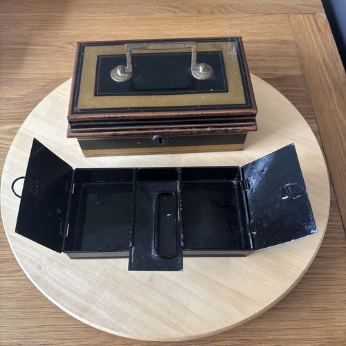 Antique japanned cash box - japanned,