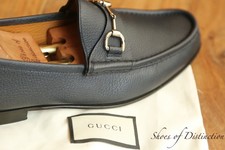 Gucci Navy Blue Leather Silver