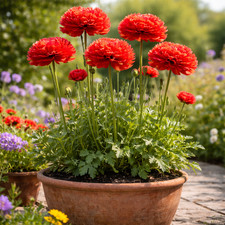 50 Giant Pom Pom Peony Red