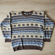 Vintage 100% Wool Sweater XL Christmas Winter Thick Unisex