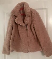 BNWOT MATALAN GIRLS PINK TEDDY BORG BIKER JACKET AGE 11 YEARS