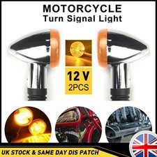 Bullet Motorcycle Chrome Turn Signal Blinker Lights Amber Fits For Honda Yamaha