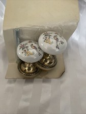 Vintage Ceramic/brass door Knobs/ door Pull with bird & flowers Pattern  New