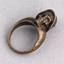 Vintage WWI MARNE German Soldier Skull BRONZE RING Wartime HAND MADE