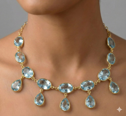 Aqua aquamarine gemstone 925 - aqua,