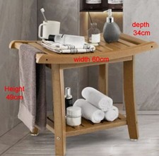 Shower bench seat, brown wood