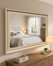 Large Cream Solid Wood Mirror