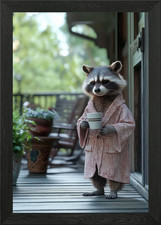 Raccoon in a Robe Framed Wall