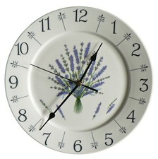 Lavender  lavendula pattern 10.5" large ceramic  wall clock - boxed 