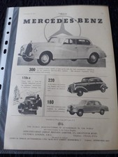 1953 MERCEDES 300, 170S-D, 220 & 180 - Original Magazine Advert